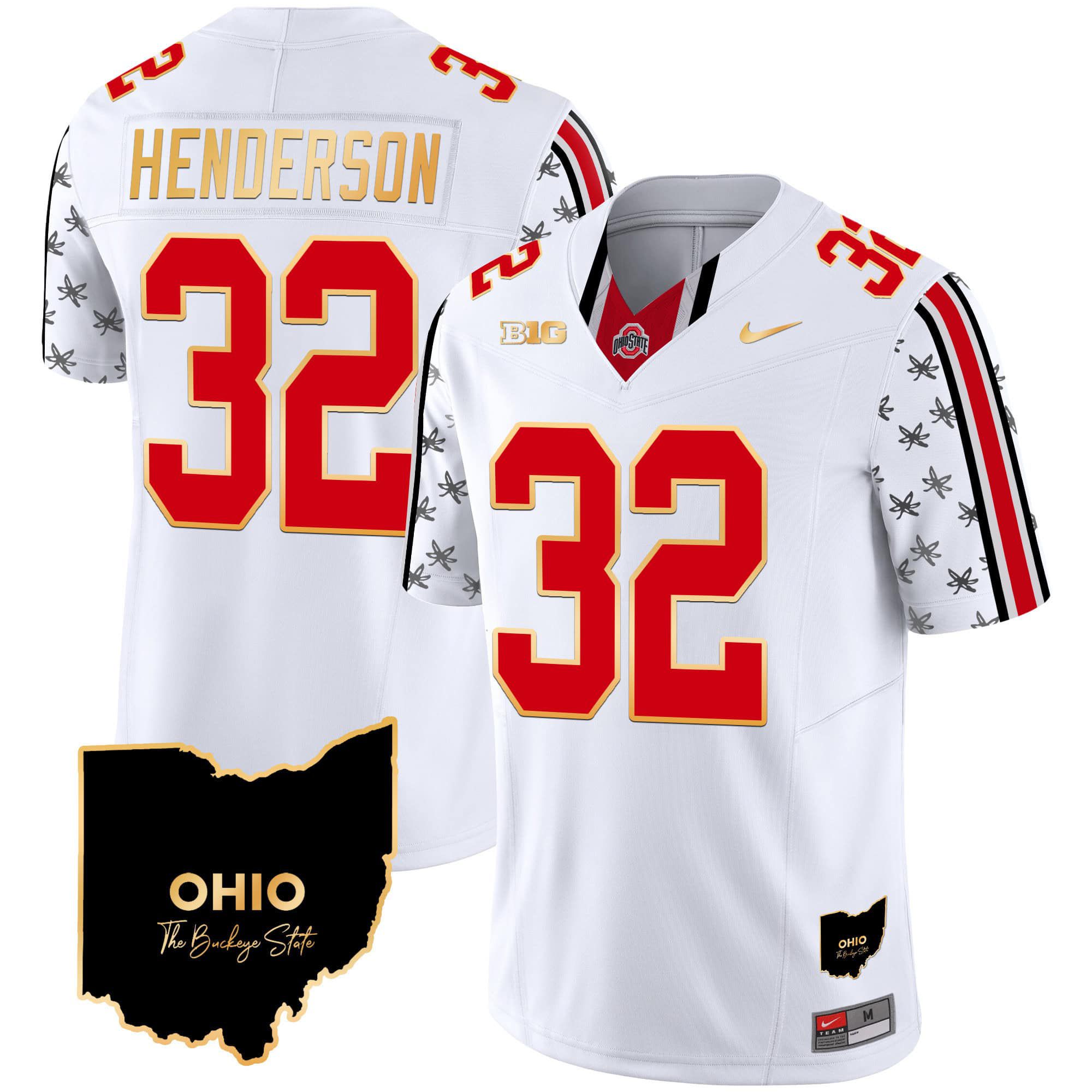 Men Ohio State Buckeyes #32 Henderson White 2024 Nike Home Patch Gold Trim Vapor Limited NCAA Jersey->indianapolis colts->NFL Jersey